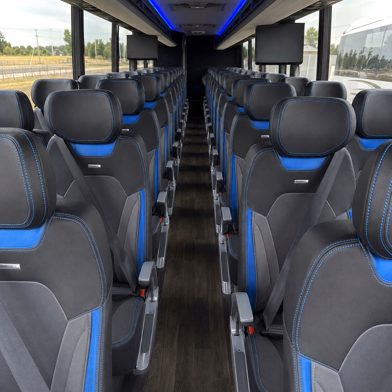 56 passenger charter bus interior